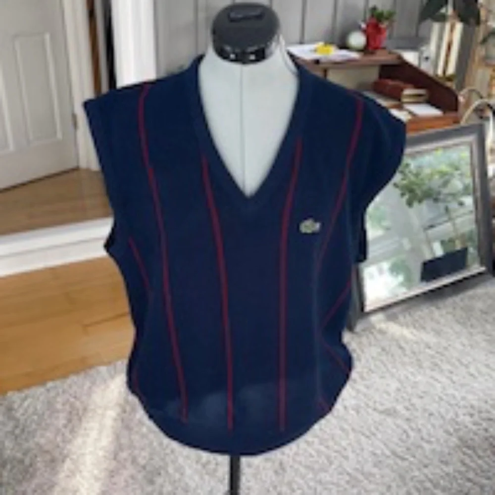 Vintage Izod Lacoste Navy Sweater Vest - L - Picture 1 of 6